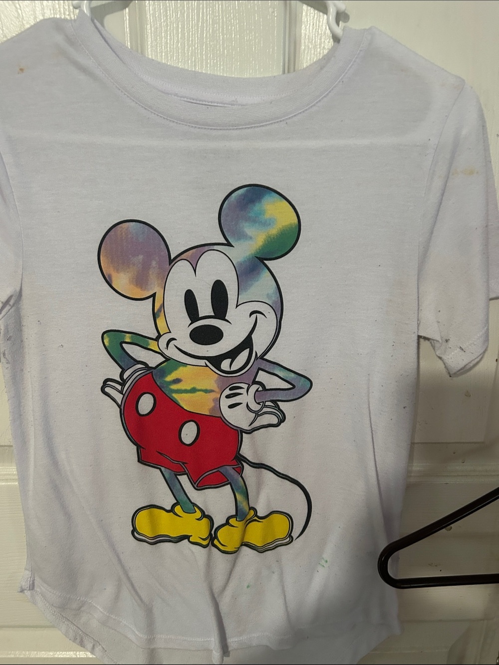 Disney White Tee with Tie-Dye Mickey Graphic